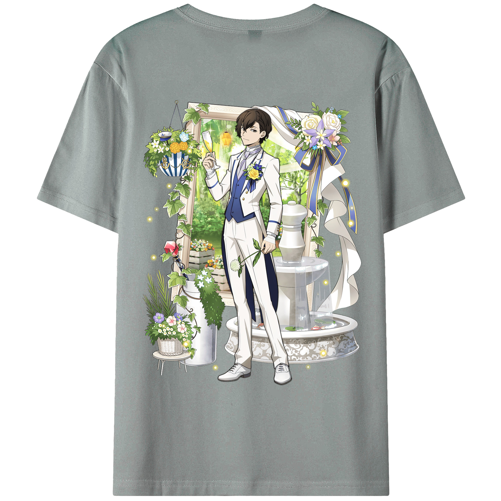 （画像用） 文豪ストレイドッグス Bungo Stray Dogs 綿100％ メンズ半袖Tシャツ（バックプリント） 通気性